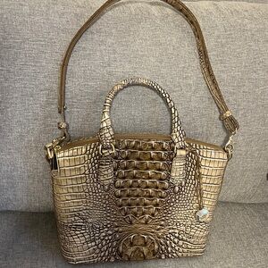 Brahmin Crocodile Pattern Gold Satchel